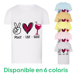Peace Love Wine - T-shirt adulte