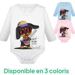 Chien Baseball - Body Manches longues