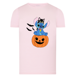 Stitch Chat Citrouille halloween - T-shirt adulte et enfant