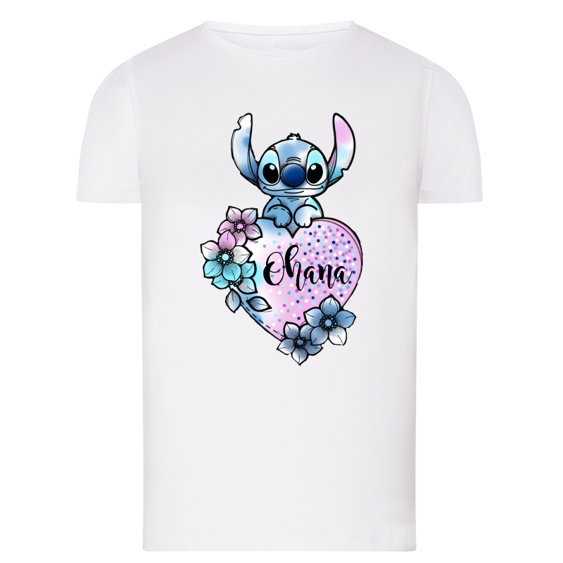 Stitch Coeur Ohana - T-shirt adulte et enfant